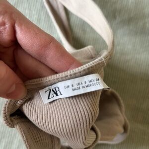 Zara Taupe Ribbed Knit Top